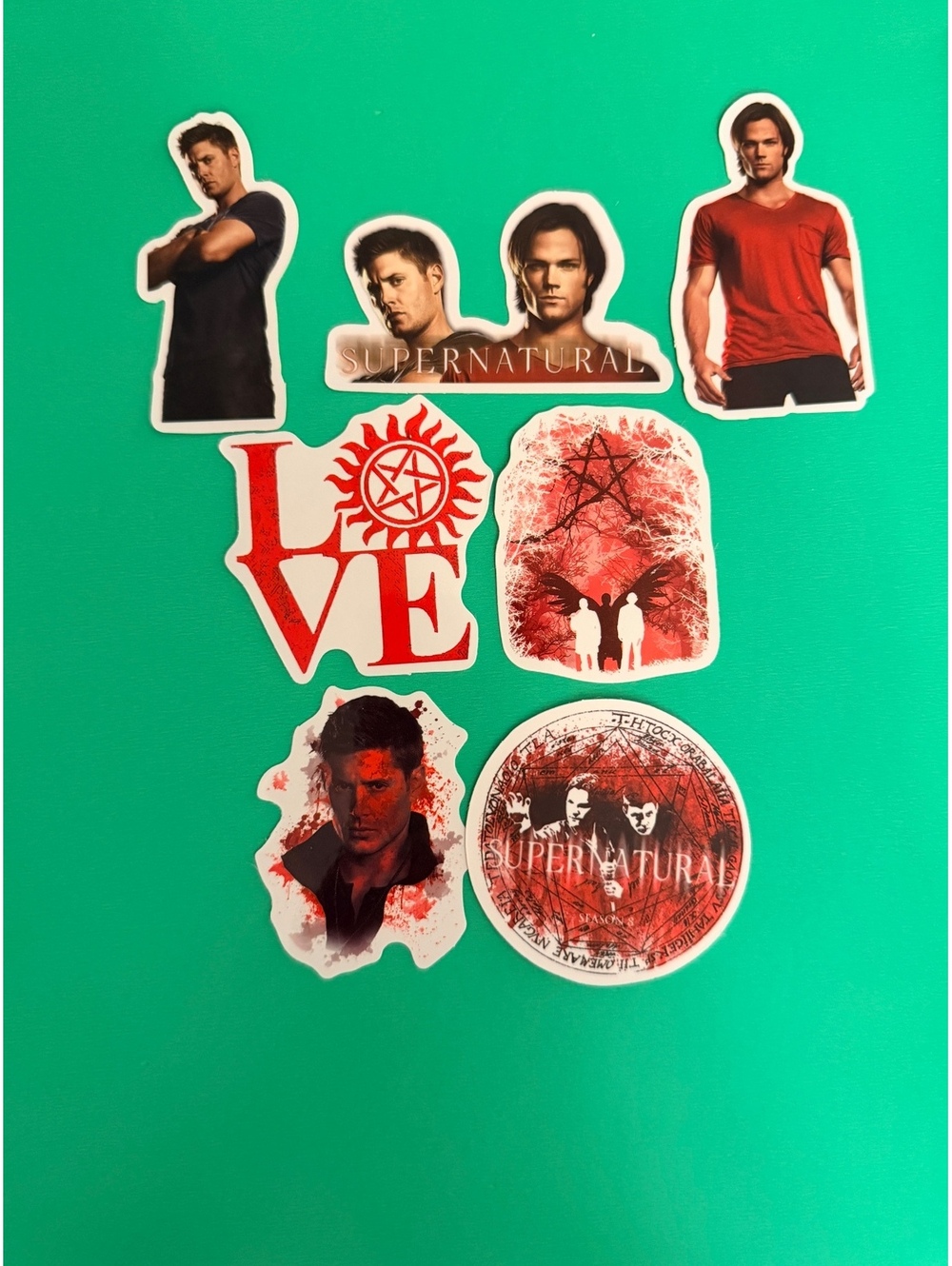 7 pack sticker/decal waterproof Supernatural tv show  B & W [COPY]
